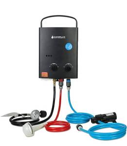 lot 100337 image: Retail $186.00 Camplux 5L Portable Propane Gas Tankless Water Heater, 1.32 GPM Tankless Water