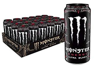 lot 100340 image: Monster Energy Ultra Black, Sugar Free Energy Drink, 16 Ounce (Pack of 24) (B00M8GMY44)