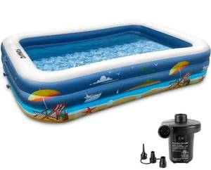 lot 100353 image: Inflatable Swimming Pool for Family, FUNAVO 100 X 71 X 22 Full-Sized Inflatable Kiddie