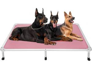 lot 100366 image: Veehoo Chew Proof Elevated Dog Bed - Cooling Raised Pet Cot - Silver Aluminum