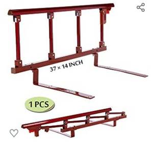 lot 200296 image: Bed Rails for Elderly Adults Seniors Assist Bar Bed Guard Railings Bedside Grab Bar Cane Assist Handle Half Bed Rail Hospital Safety Fold Down Rails (37x14, 1PCS)