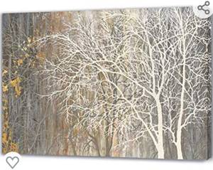 lot 200312 image: Yihui Arts Canvas Wall Art Hand Painted White Tree Pictures