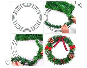 lot 200325 image: URATOT 4 Pack Metal Wreath Frame Green Wire Wreath for Christmas Wedding Holidays Valentines Garden Home Party Decorations