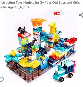 lot 200327 image: Marble Run Building Toy for Kids,288 Pieces Big Blocks with 10 Marbles
