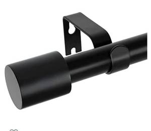 lot 200328 image: Black Curtain Rods for Windows 28 to 48 Inch(2.3-4ft),Modern Adjustable Curtain Rod,