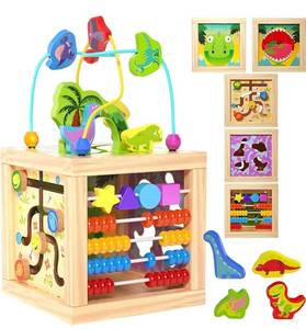 lot 200336 image: 79Reviews Fajiabao Wooden Activity Cube Blocks 6 in 1 Montessori