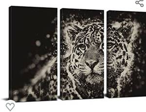 lot 200337 image: Large 3 Pieces Snow Leopard Canvas Wall Art with Inner Framed Wild Animal Paintings Printed on Canvas Giclee Prints Wildlife Artwork for Home Office Decorations Easy to Hang Each Panel 16x32inch