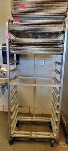 lot 18003 image: 28in Rolling Aluminum Sheet Pan Rack