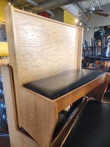 lot 18056 image: Single Wooden Booth with Black Cushioned Seat