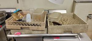 lot 18125 image: Lot of 3 Tan Dishracks W Contents