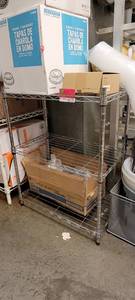 lot 18133 image: Short 3-Tier Metal Shelf W Monogram Take Out Containers