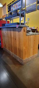 lot 18144 image: Wooden Check-Out Counter W a Stainless Steel Top