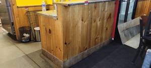 lot 18145 image: Wooden Check-Out Counter W a Stainless Steel Top