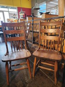 lot 18150 image: Lot of 2 Solid Wood Dining Chairs