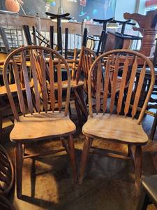 lot 18158 image: Lot of 2 Solid Wood Dining Chairs