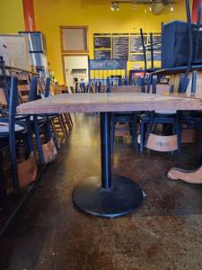 lot 18196 image: Plymold Wood Table with Metal Base