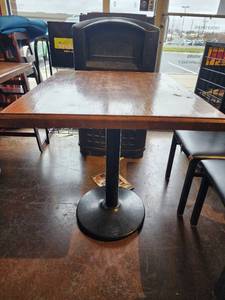 lot 18200 image: Plymold Wood Table with Metal Base