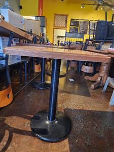 lot 18220 image: Plymold Wood Table with Metal Base