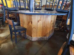 lot 18230 image: Custom Wooden Table With Black Octagon Top