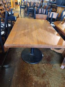 lot 18254 image: PlyMold Light Wooden Table With Metal Base