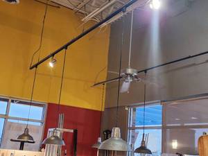 lot 18255 image: 3 Industrial Pendant Lights on a Track