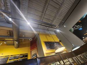 lot 18256 image: 2 Industrial Pendant Lights on a Track