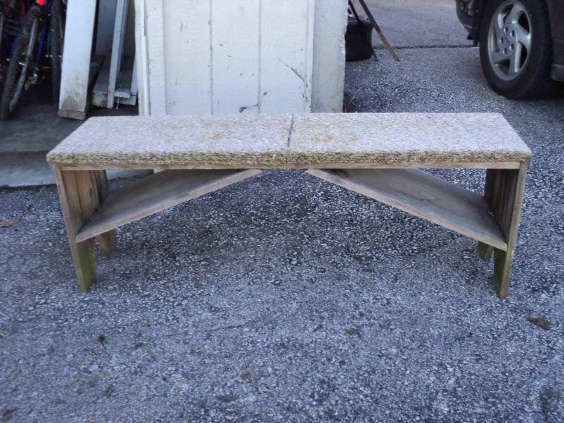 lot 4011 image: handmade wooden bench with carpet top, 46 x 11 x 17 tall