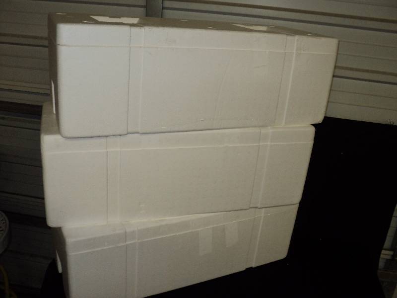 lot 4052 image: (3) ct. lot styro-foam coolers, 33L x 13W x 11T (outer Dimensions)
