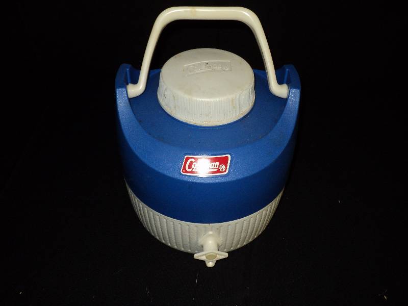 lot 4078 image: Small Coleman jug, 2 gallon w spout, made in the USA