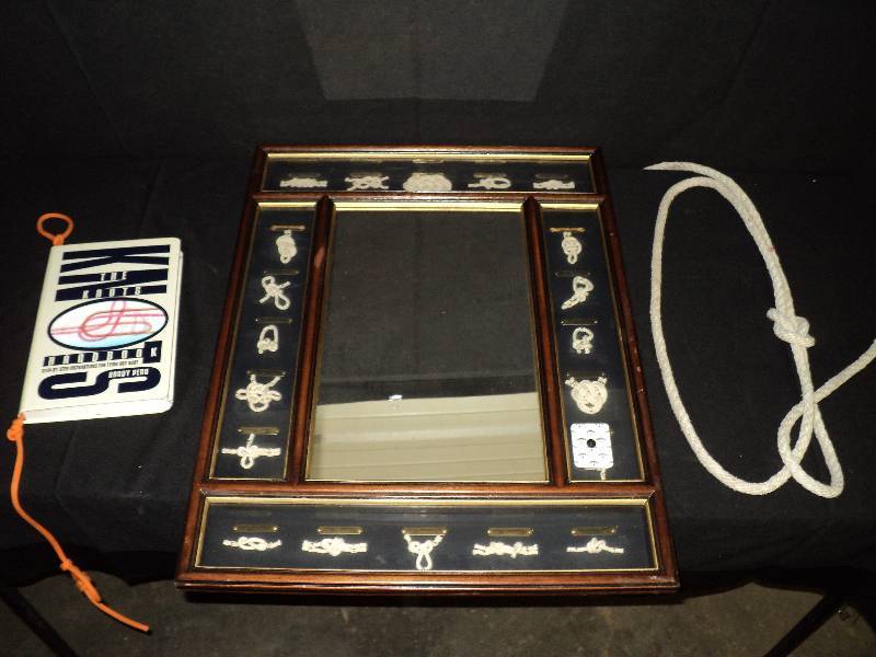 lot 4082 image: Mixed lot Knot picture w mounted and framed knots 24 x 18, book, rope
