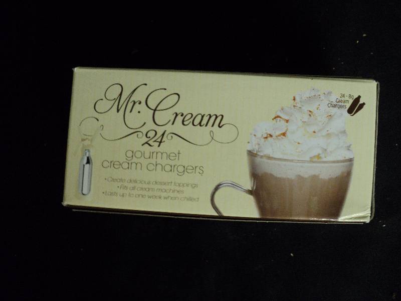 lot 4109 image: (1) box Mr Cream Gourmet Cream Chargers, 24 ct. box, chargers are 8 grams