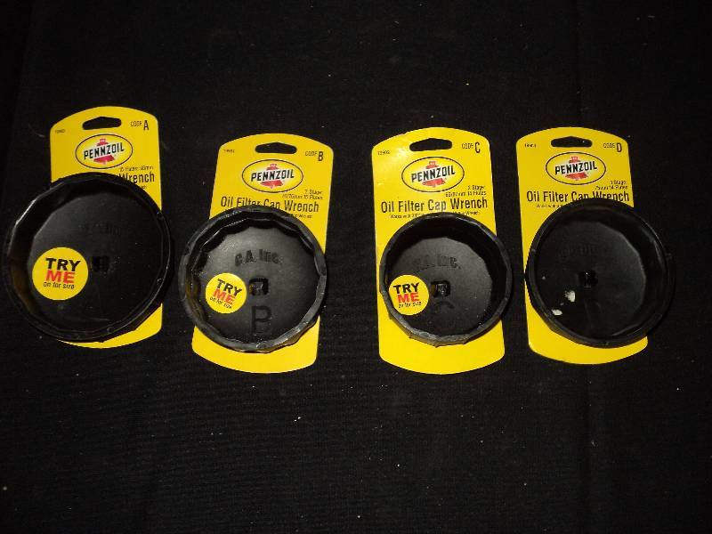lot 4120 image: (4) ct. lot of new Pennzoil Oil filter Cap Wrenches, 38 ratchet Drive, A,B,C, D sizes