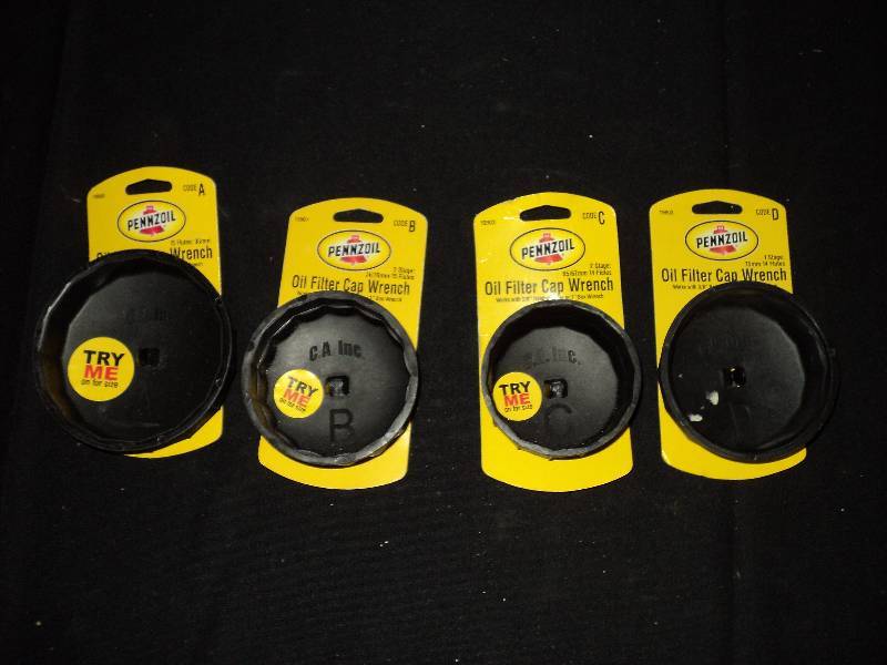 lot 4121 image: (4) ct. lot of new Pennzoil Oil filter Cap Wrenches, 38 ratchet Drive, A,B,C, D sizes