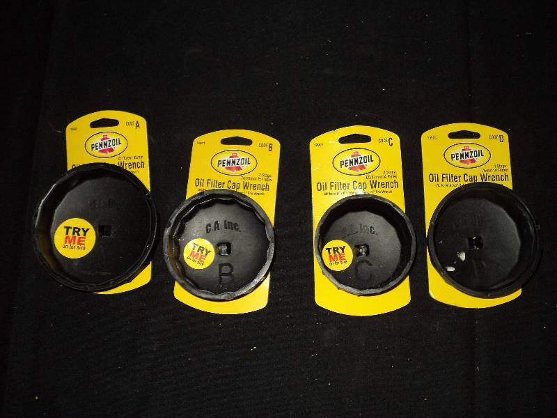 lot 4122 image: (4) ct. lot of new Pennzoil Oil filter Cap Wrenches, 38 ratchet Drive, A,B,C, D sizes