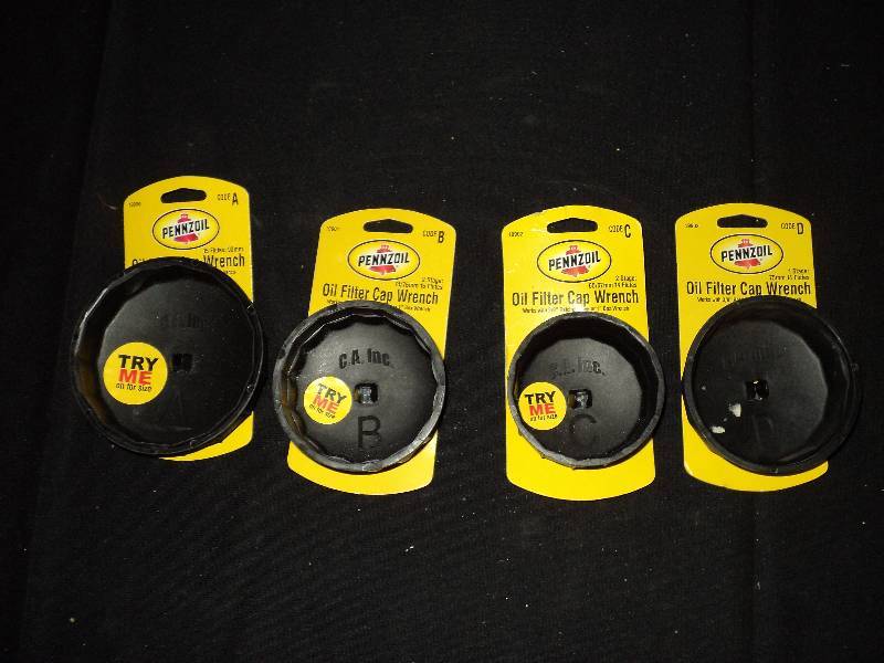 lot 4124 image: (4) ct. lot of new Pennzoil Oil filter Cap Wrenches, 38 ratchet Drive, A,B,C, D sizes