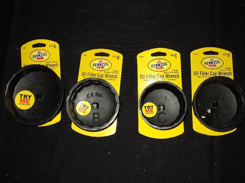 lot 4123 image: (4) ct. lot of new Pennzoil Oil filter Cap Wrenches, 38 ratchet Drive, A,B,C, D sizes