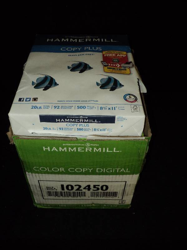 lot 4133 image: (5) reams Hammermill Paper, (1) ream Copy plus 20 lb. 92 bright Copy Plus Paper, (4) reams Color Copy digital 28 lb 100 bright