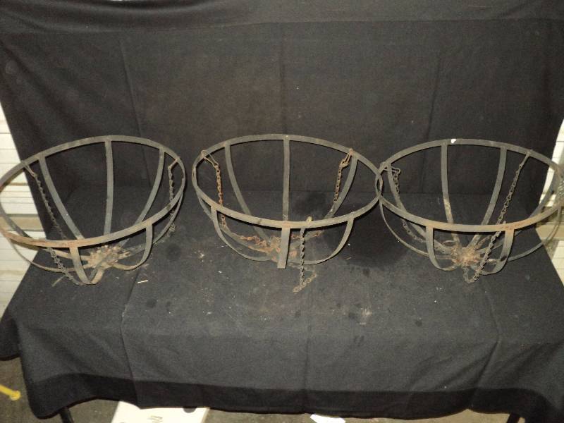 (3) ct. lot metal hanging basket frames; 151/2" diameter x 8" deep