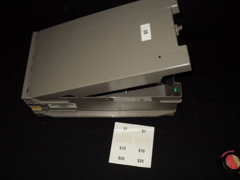 lot 4187 image: NCR T.I. Cassette assy cash box. Serial no. IS00203268 Currency dispenser box