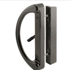 lot 40821 image: Prime-Line Sliding Glass Door Handle Set, 3-1516 in., Diecast, Black, MortiseHook Style