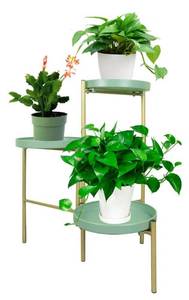 lot 57790 image: Plant pot, Plant pot stand, 3-Tier Indoor Plant Stand and Table, Folding and Adjustable Plant Shelf for Garden Balcony Living Room, Outdoor planter stand Rack Holder in Corner Living Room (Green)