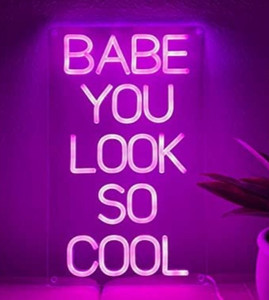 lot 57793 image: Babe You Look So Cool Neon Signs for Wall D�cor, LED Neon Sign  Easy Installation, 22 x 13