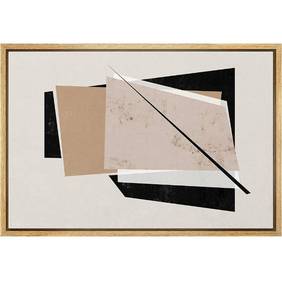 lot 57799 image: wall26 Framed Canvas Print Wall Art Brown, Black and Tan Rectangle Collage Abstract Shapes Illustrations Modern Chic RelaxCalm Multicolor for Living Room, Bedroom, Office - 16x24 Natural