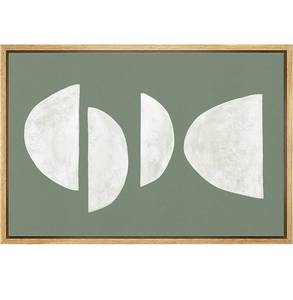 lot 57802 image: wall26 Framed Canvas Print Wall Art White Semi Circles on Brown Background Abstract Shapes Illustrations Modern Bohemian RelaxCalm Multicolor for Living Room, Bedroom, Office - 16x24 Natural