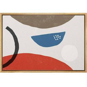 lot 57806 image: wall26 Framed Canvas Print Wall Art Gray, Blue and Red Semi Circle Variety Geometric Shapes Illustrations Modern Rustic Nature Colorful Multicolor for Living Room, Bedroom, Office - 16x24 Natural