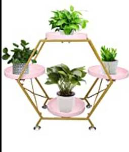 lot 57825 image: 3 Tier Plant Stand, Indoor Outdoor Plant Pot Stand, 4 Potted Metal Plant Shelf, Multi Tier Flower Shelves Stands, Garden Plant Shelf Rack Holder for Balcony Corner Living Room