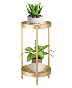 lot 57829 image: CNNINGYI 2-Tiered Gold Plant Stand-Plant HJ-004
