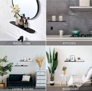 lot 57831 image: LIWEIKE Black Metal Floating Shelves 24 Inch Stainless Steel Shelves Metal Storage Wall Shelf for Bathroom, Bedroom, Living Room, Kitchen