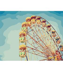 lot 57835 image: ABEUTY DIY Paint by Numbers for Adults Beginner - Happy Ferris Wheel 16x20 inches Number Painting Anti Stress Toys (Wooden Framed)