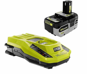 lot 69763 image: RYOBI ONE 18V HIGH PERFORMANCE Lithium-lon 4.0 Ah Battery and Charger Starter Kit